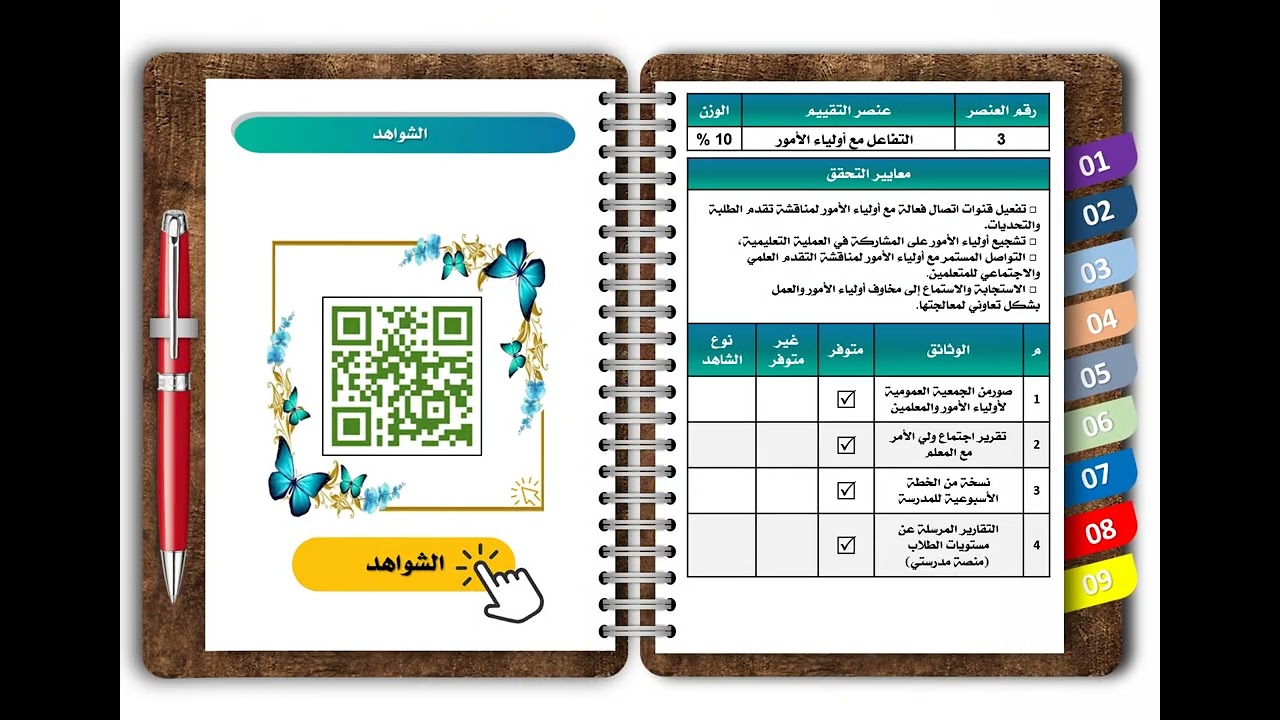 ملف تقييم الأداء الوظيفي للمعلم