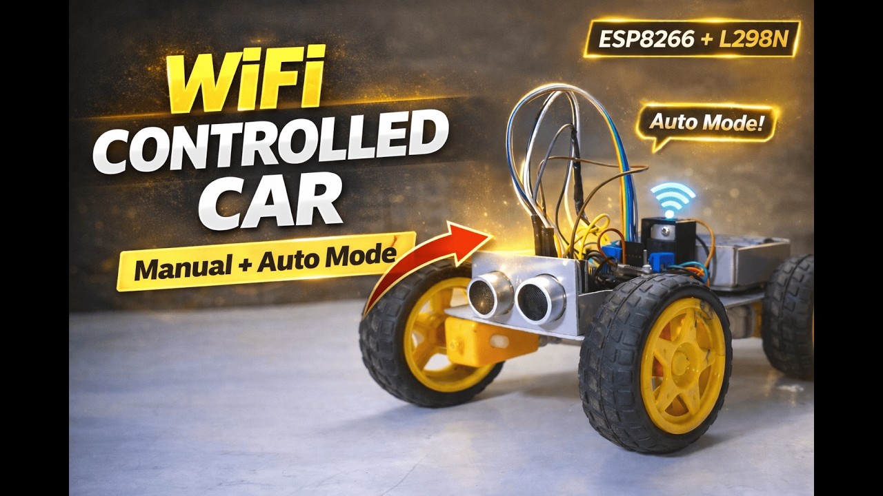 WiFi Controlled Car Using ESP8266 | Manual + Auto Mode | Full Tutorial