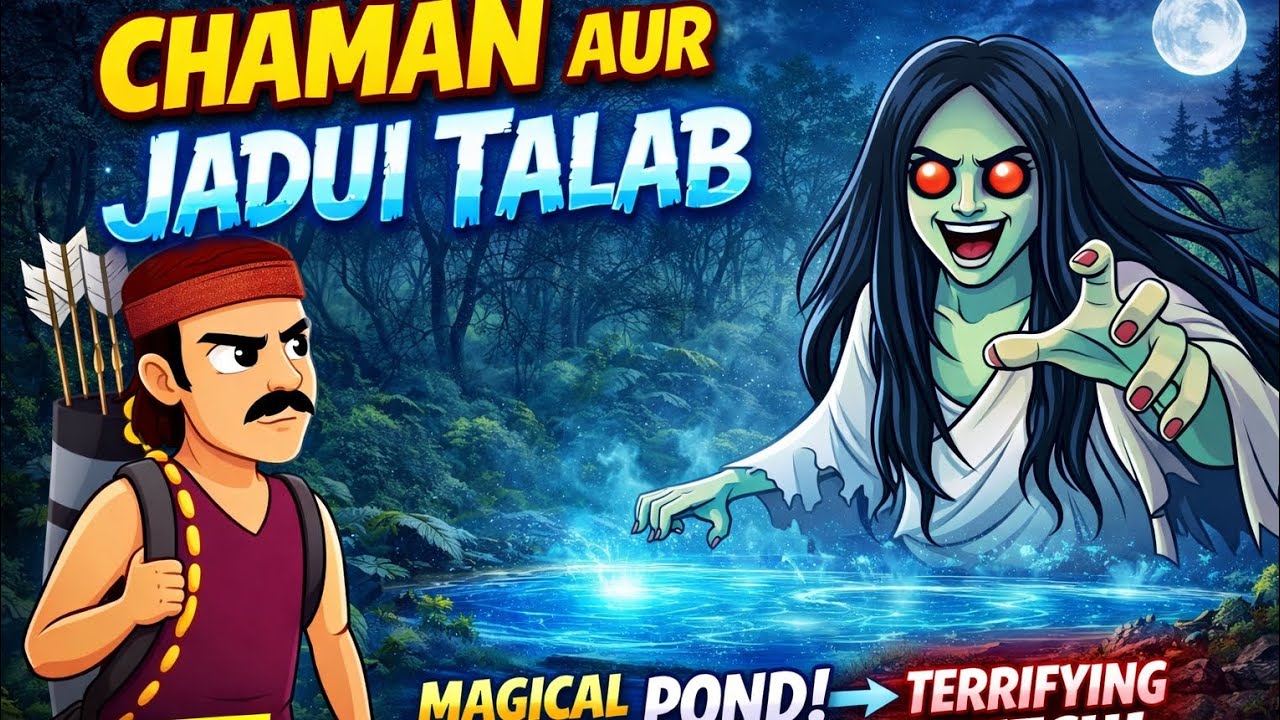 Chaman Aur Jaduhi Talab 😱 | Khaufnaak Jungle Cartoon Kahani | Horror Story