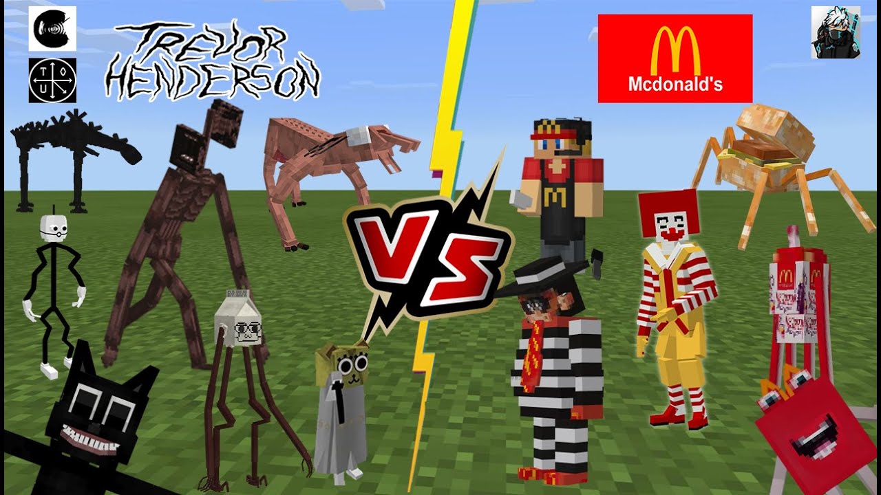 Trevor Henderson Creatures VS McDonalds (Сиренаголовый вторгается в McDonalds) Minecraft PE