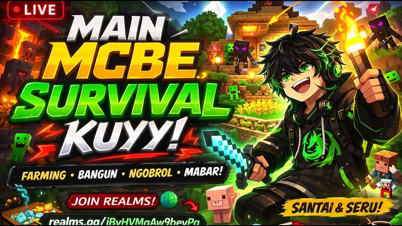🔴 LIVE MCBE Survival! Dari Noob Jadi Sultan 💎🔥 Cari Diamond & Bangun Base Gila!