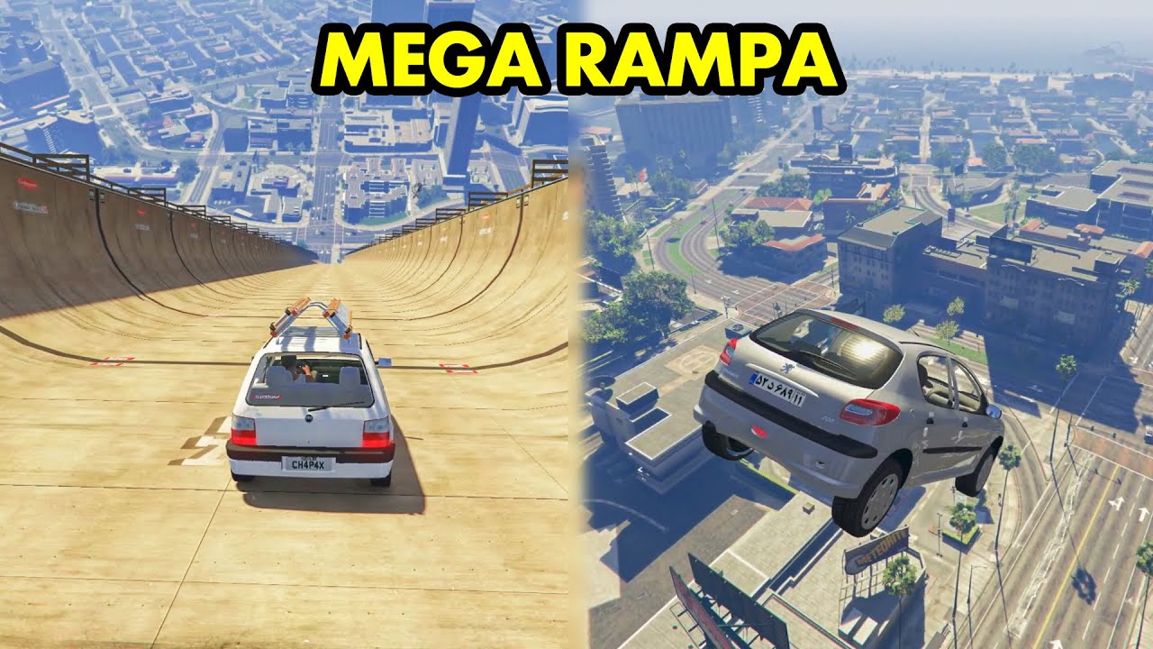 MEGA RAMPA NO GTA 5 COM CARROS BRASILEIROS