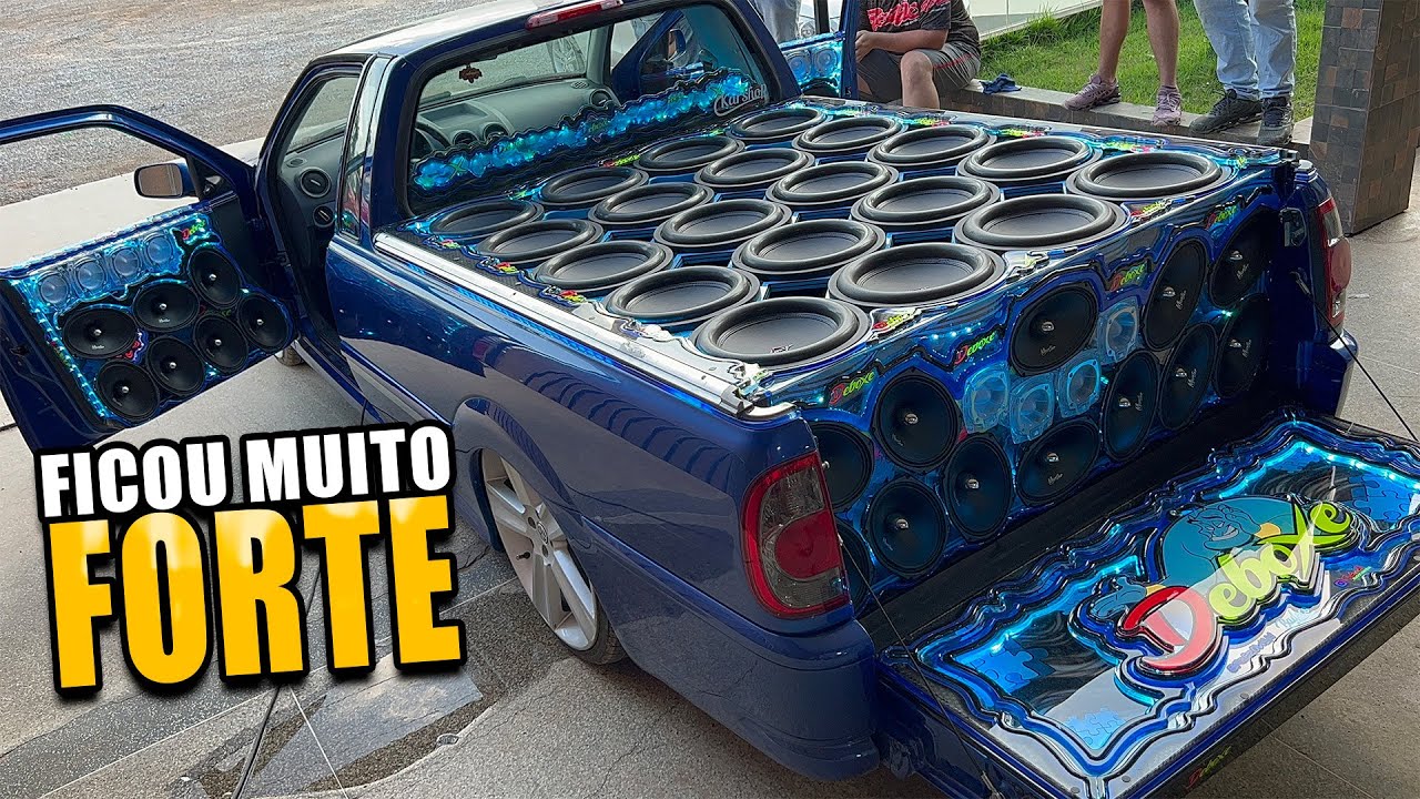 SAVEIRO G4 AZUL COM 20 SUB MONSTER FICOU PRONTA!