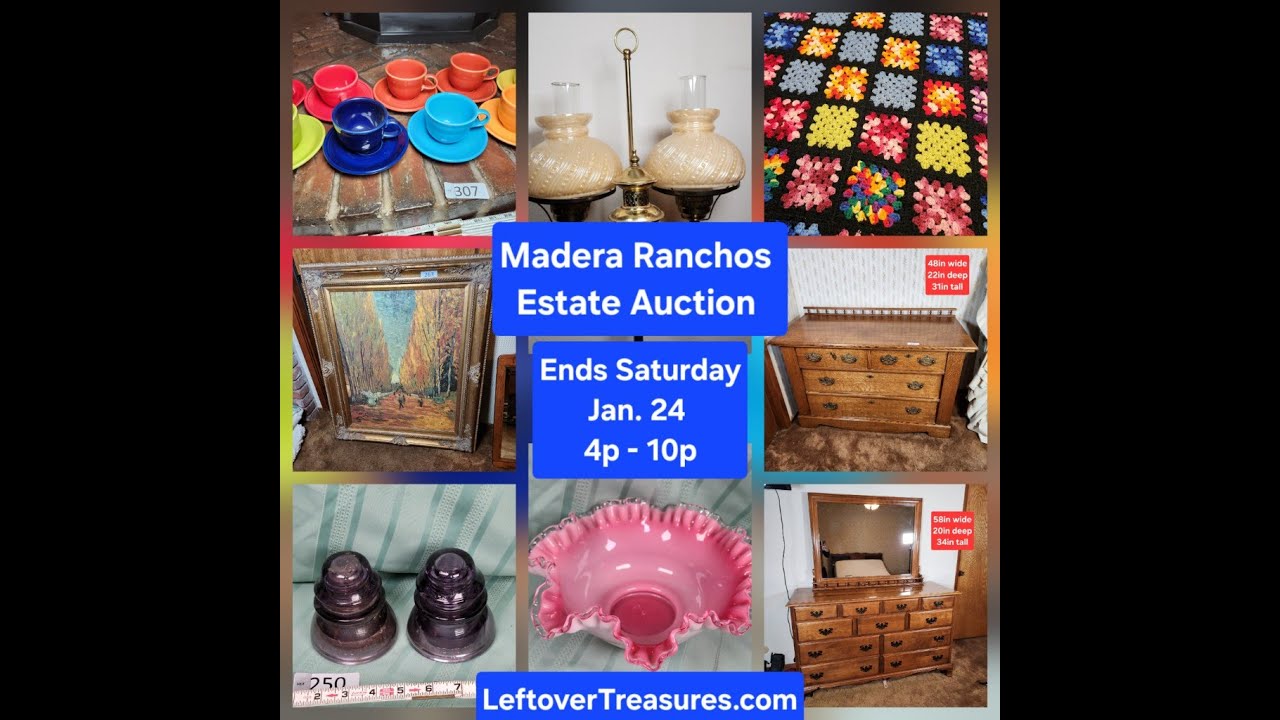 Jan. 24 - Madera Ranchos Estate Auction. 307 Lots. Ends Saturday 4p to 10p. #thriftstorefinds