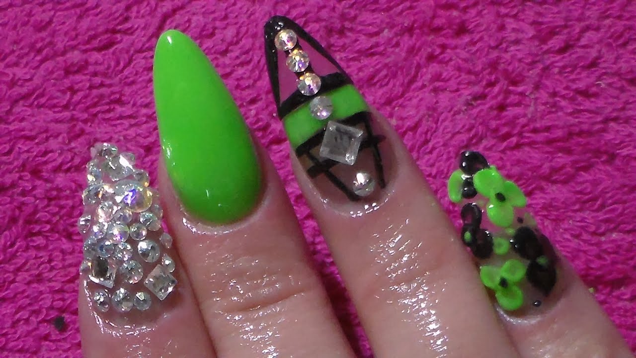 Acrylic Nails | Lime Green | Nail Art