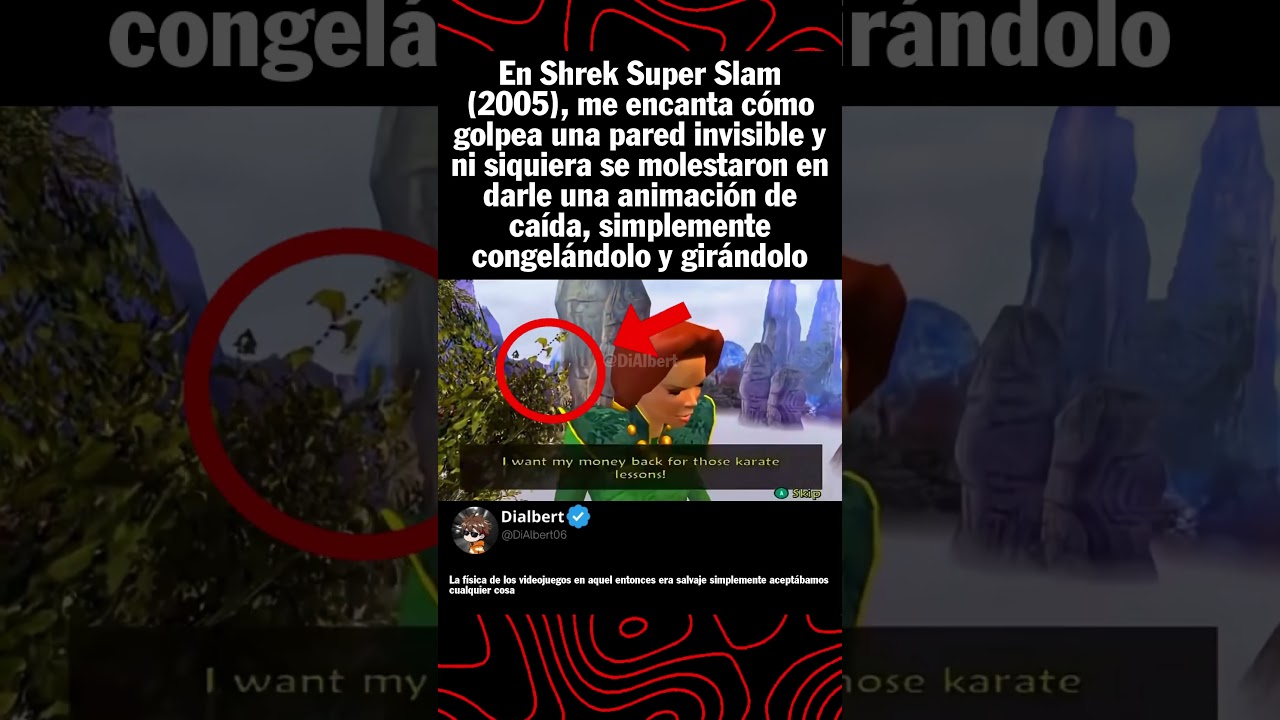 En Shrek Super Slam 2005, me encanta cómo golpea una pared invisible y ni siquiera se molestaron en