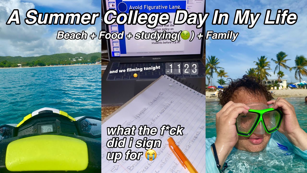 DAILY VLOG | a SUMMER day in my life as a COLLEGE student on an ISLAND| beach, studying, food, ect..