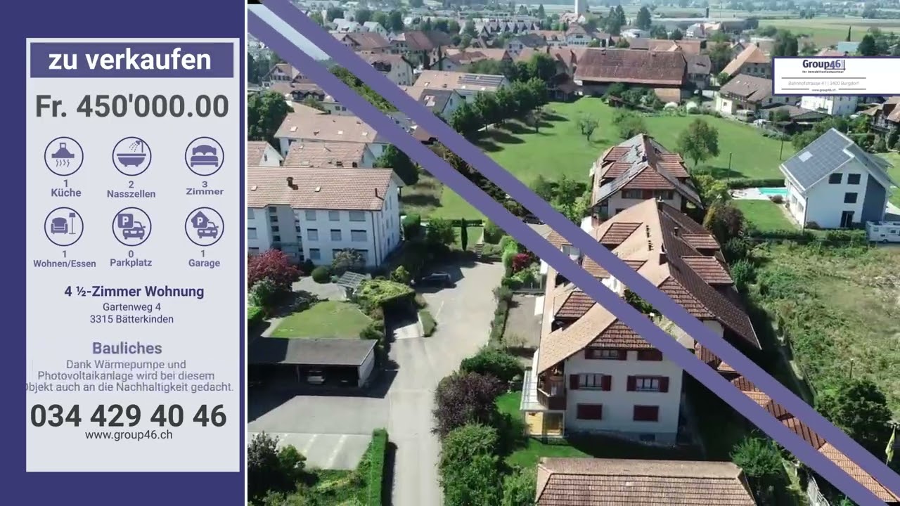 4 &frac12;-Zimmer Wohnung im 1. Obergeschoss, Gartenweg 4, 3315 B&auml;tterkinden