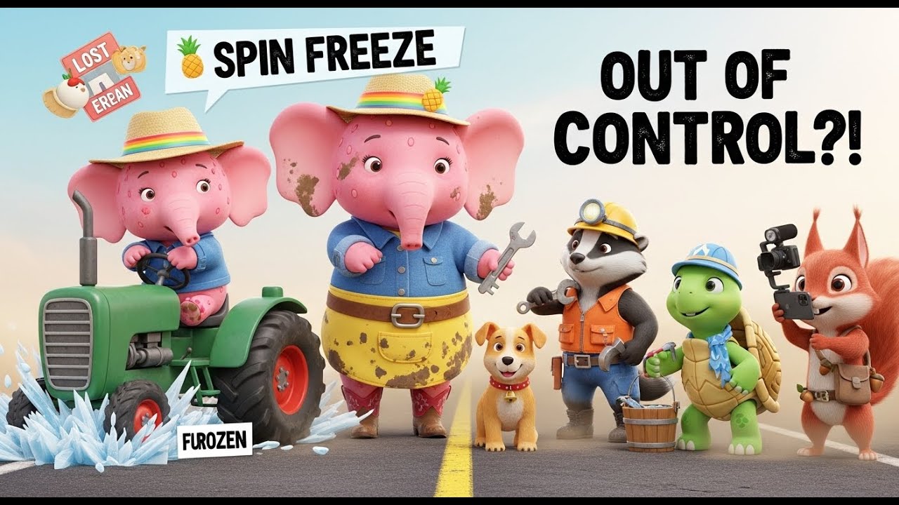 Strawberry Elephant Farm 🍓🛞 TIRE BLOWS OUT! Sweetie’s Tractor Skids – SPIN OUT!