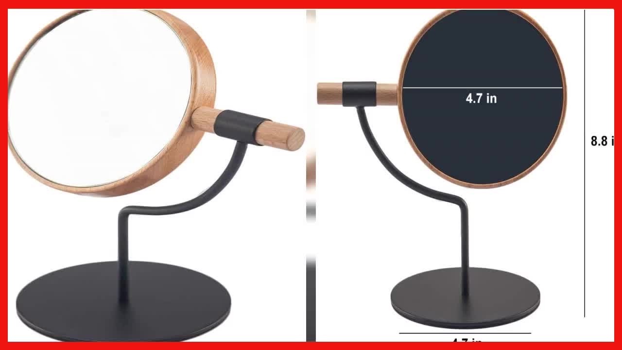 Discover the Perfect Double-Sided Desk Mirror with 3X Magnification and Natural Beech Wood Frame