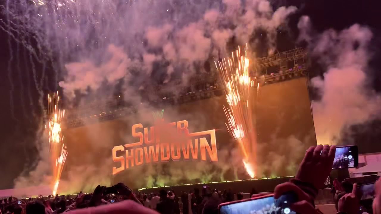 Super showdown 2020 - Opening pyro and R-Truth Entrance