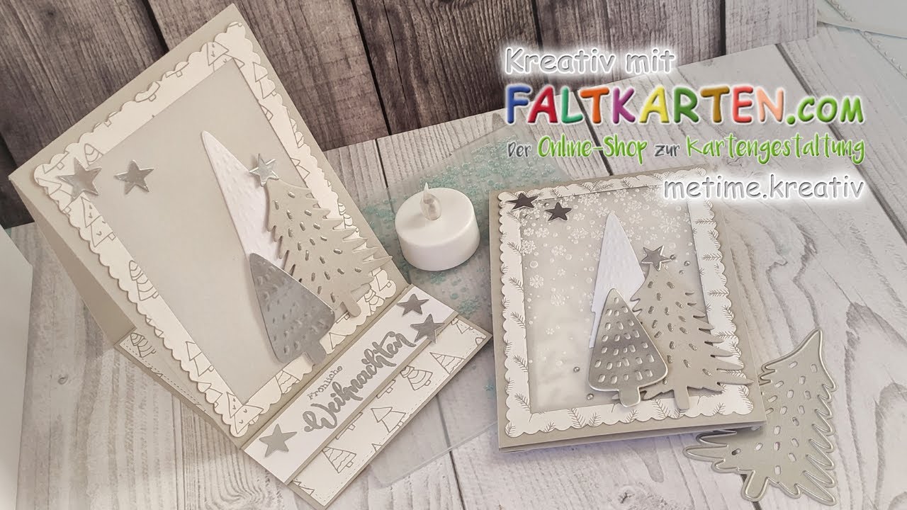 Teelichtkarte Winterwald mit Produkten von Faltkarten | Bastelanleitung
