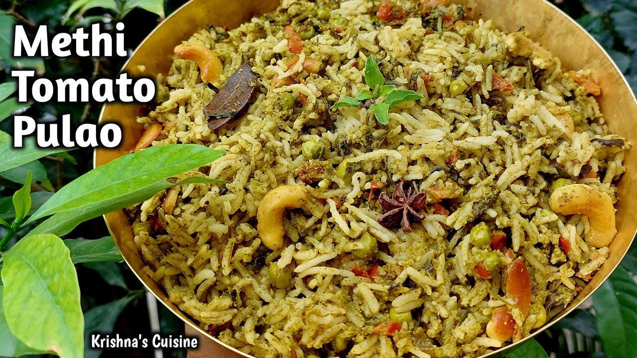 Methi Tomato Pulao || Tomato Methi Pilaf || Iskcon Prasad || Krishna's Cuisine #pulaorecipe
