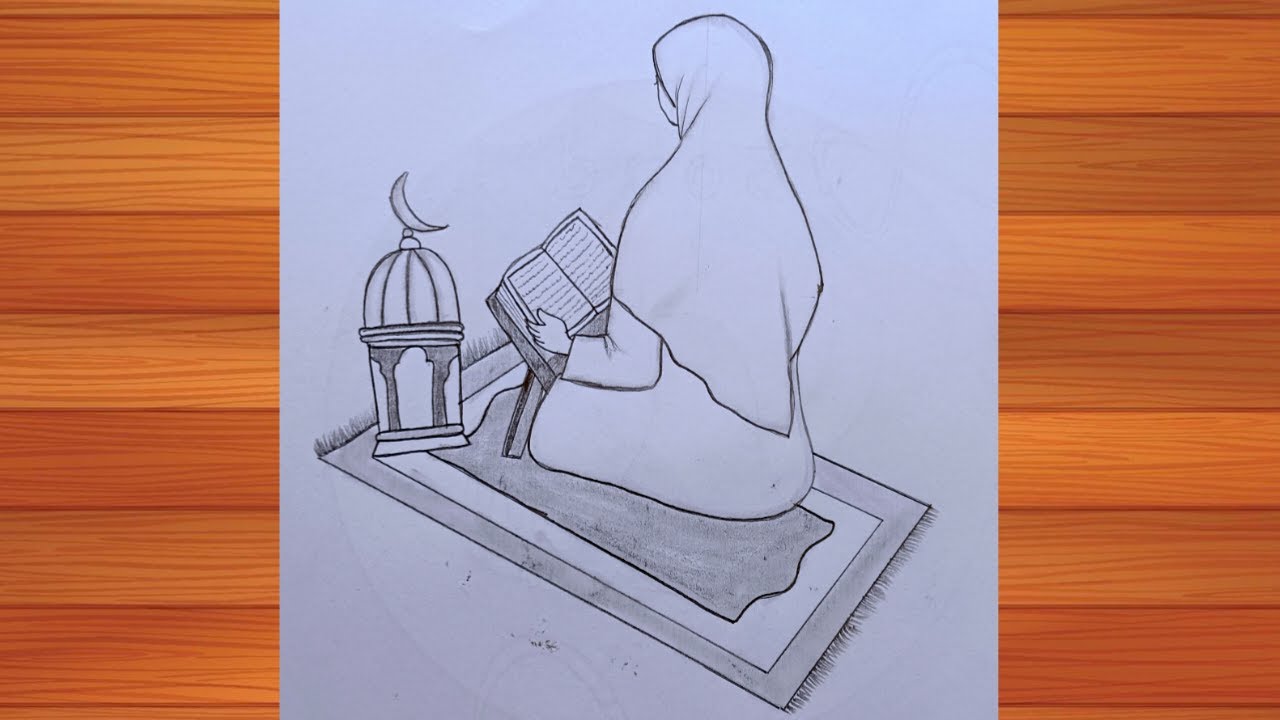 Ramadan Mubarak drawing 2025 / Ramadan drawing step by step / hijab with girl drawing @drawwithpinki