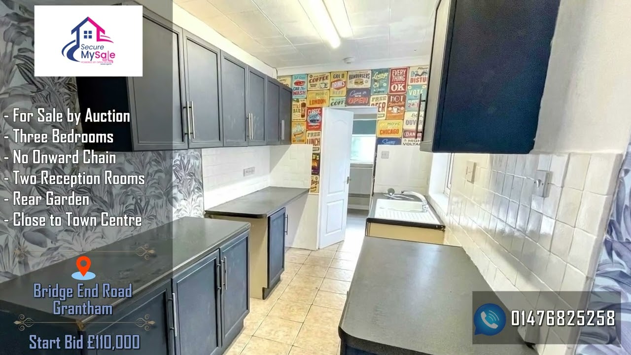 For sale by auction this three bed terrace house close to town centre in Grantham ideal investment