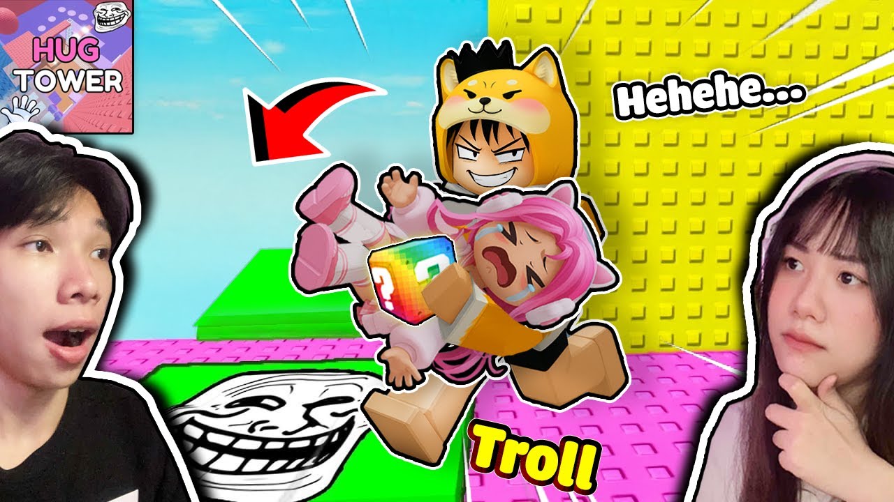 Thử Thách Leo Tháp Ôm TROLL Người Yêu Mở Khối Mai Mắn 🤗 Ngáo Và Kemy Hugg Tower 😍