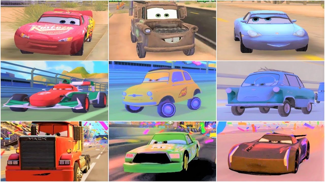 Cars 1 - Cars 2 - Cars 3 MEGA Gameplay Compilation With All Characters