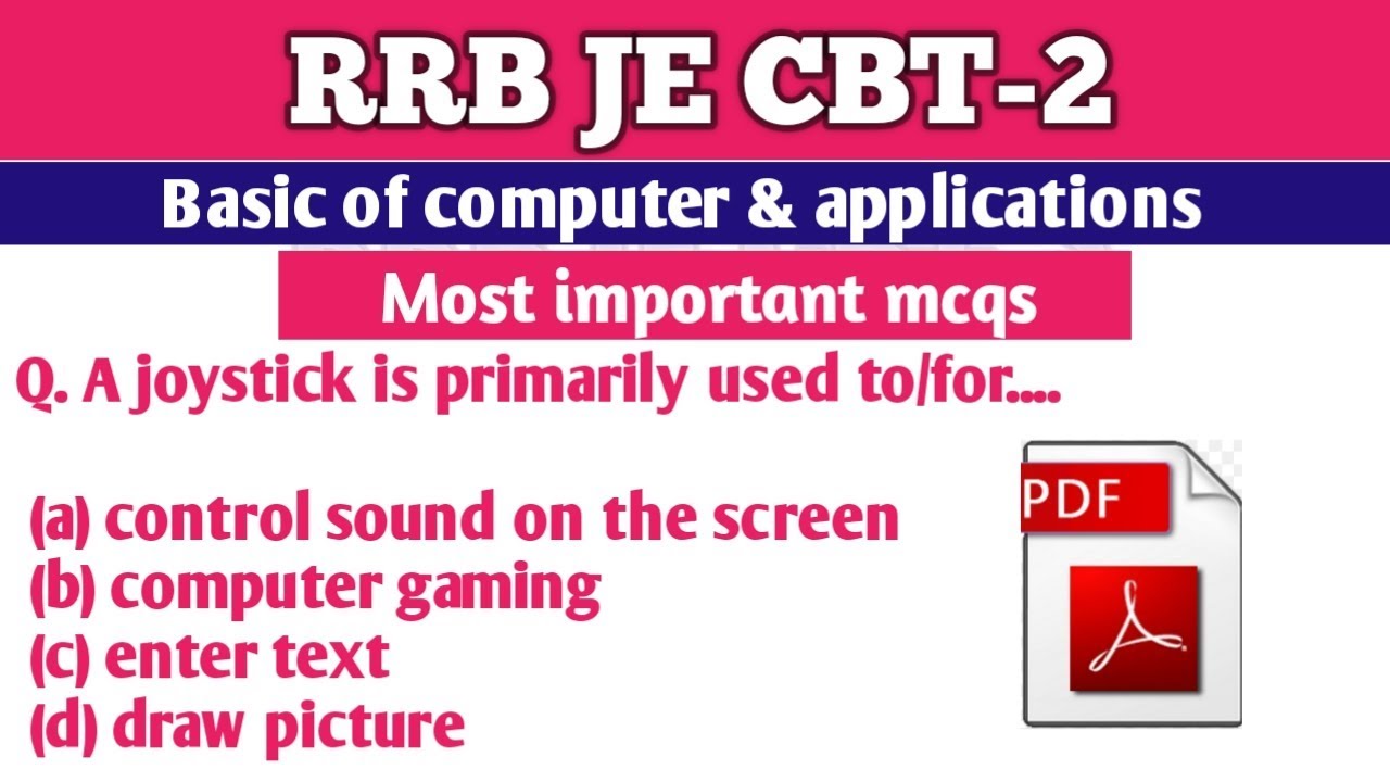 RRB JE cbt2 classes || most important questions of basic of computer & applications || Mcq