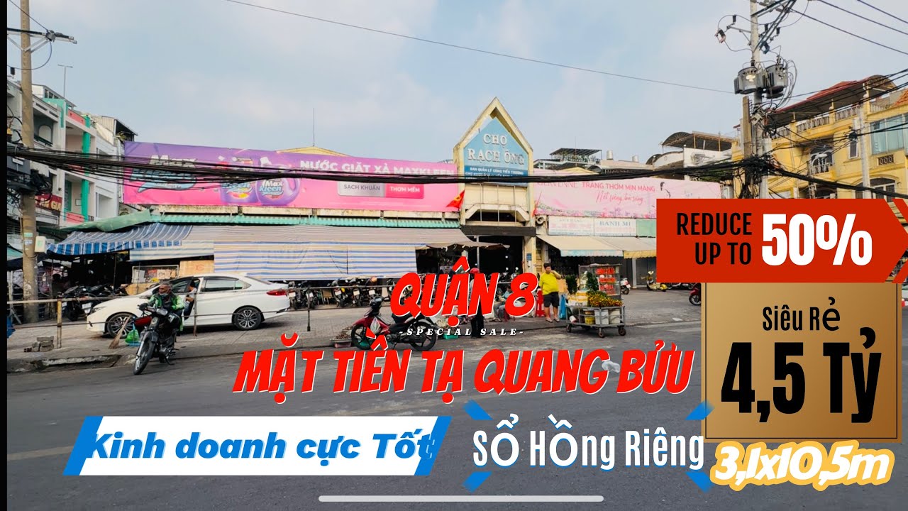 Chỉ 4,5 Tỷ | Nhà Mặt Tiền Tạ Quang Bửu P2 Quận 8| Gần Chợ Rạch Ông. Khu kinh doanh Sầm Uất Nhất.