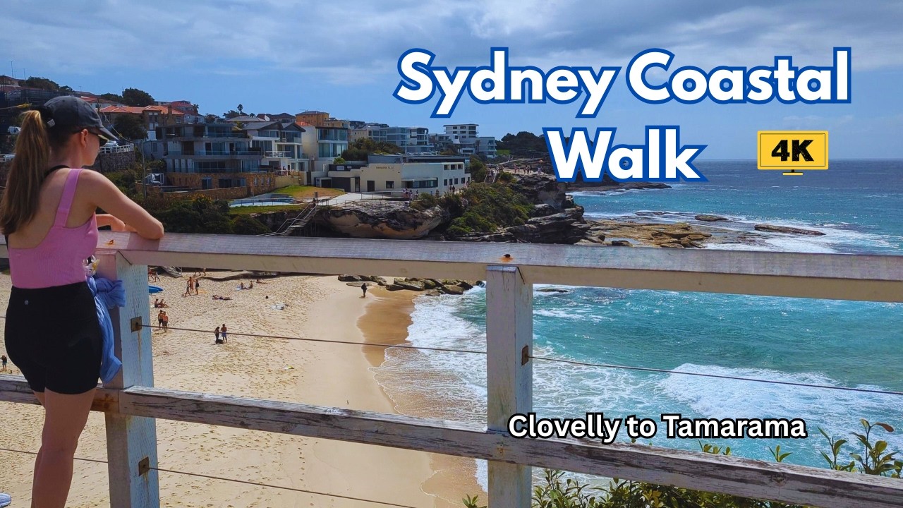 Walk from Clovelly to Tamarama Beach, Sydney | 4K Coastal Walk | Ocean Sounds & Stunning Blue Water