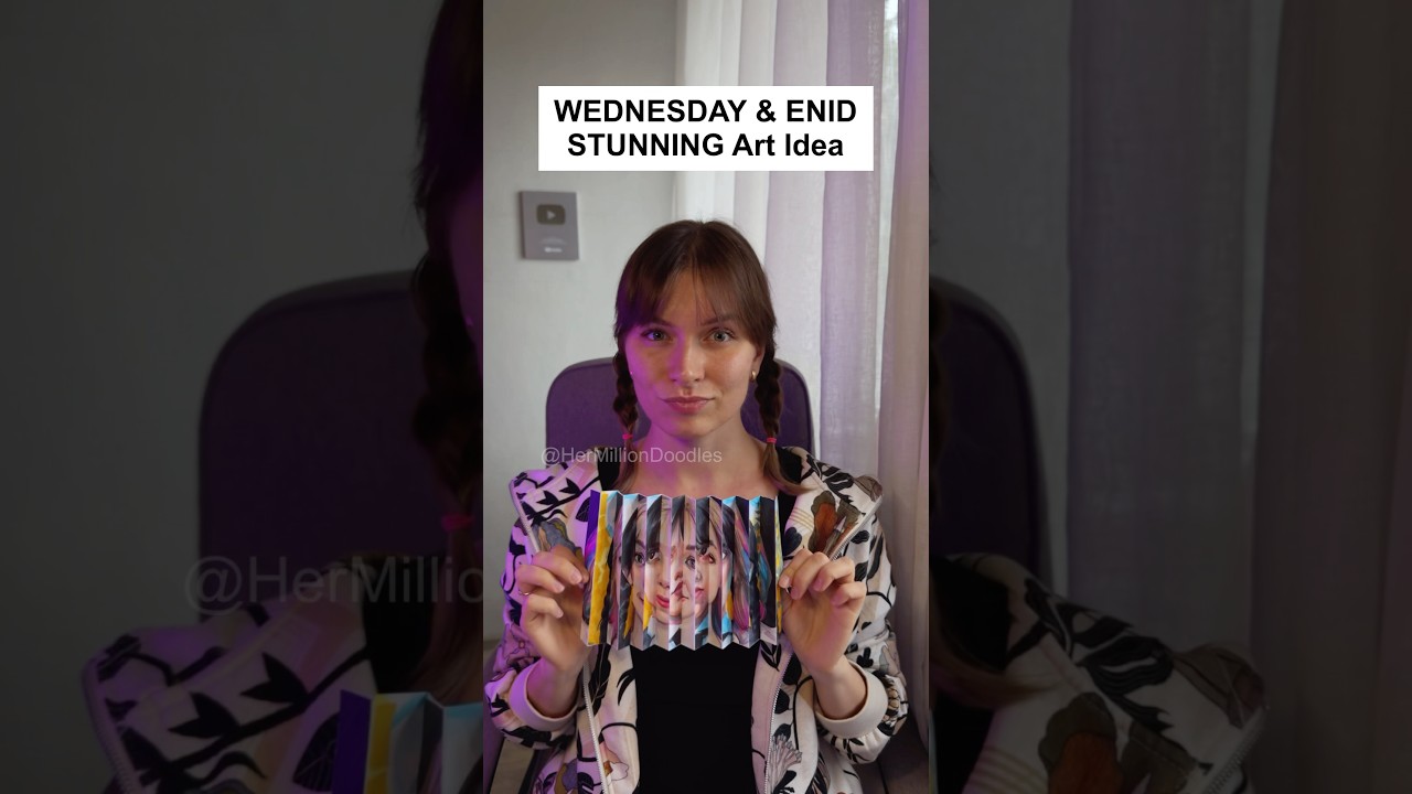 Wednesday & Enid 🖤💖 Amazing DIY Hack ✨ Fun Drawing Idea #art #diy #drawing #markers