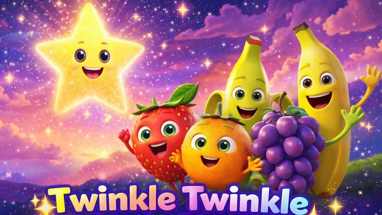 Twinkle Twinkle Little Star 🌟 | Fruit Characters Song 🍌🍓 | Kids Nursery Rhyme 3D Animation