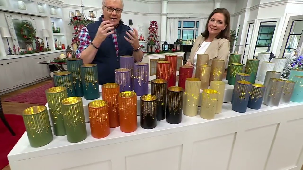 Set of 3 Illuminated Starry Night Hurricanes by Valerie on QVC