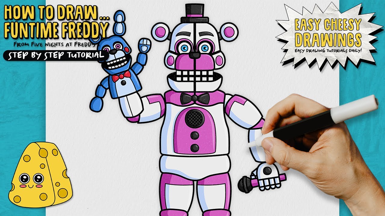 How to Draw FUNTIME FREDDY 😱🐻 (Five Nights at Freddy's) | Easy Step-By-Step Drawing Tutorial
