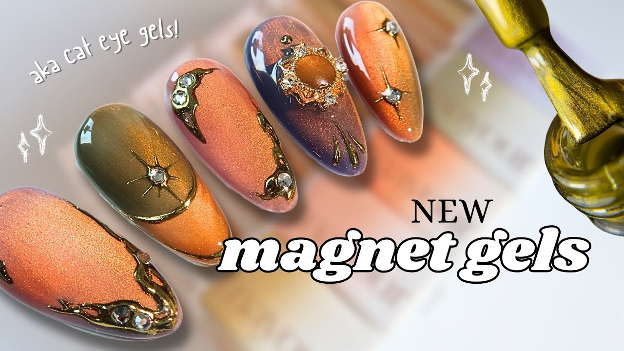 golden cat eye nails 🌅 new korean gels!