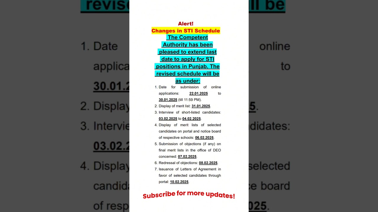 New STIs Schedule | STIs Jobs 2025 Update | Must Know Before You Apply