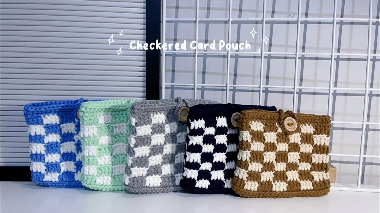 Crochet tutorial : How to do Checkered card pouch 🟤👝