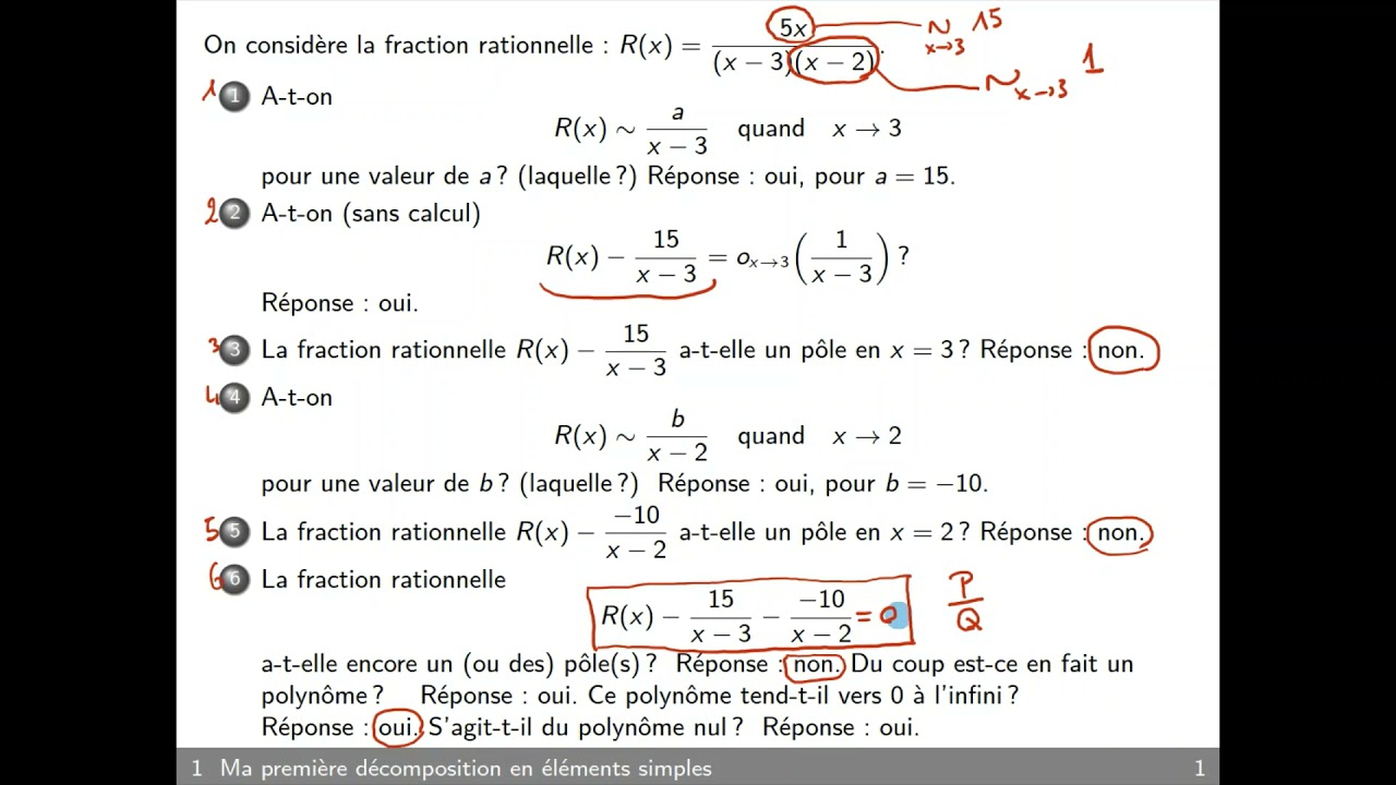 D&eacute;composition en &eacute;l&eacute;ments simples des fractions rationnelles tests 1
