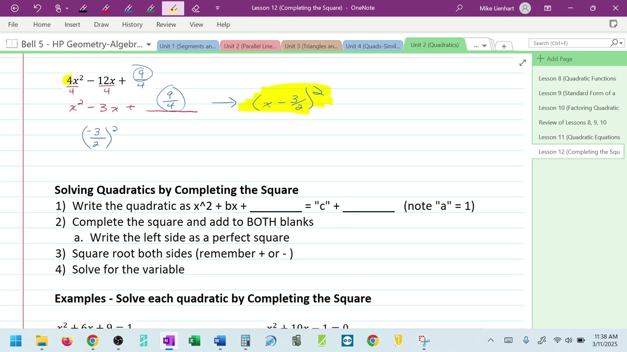 Square Roots and Completing the Square