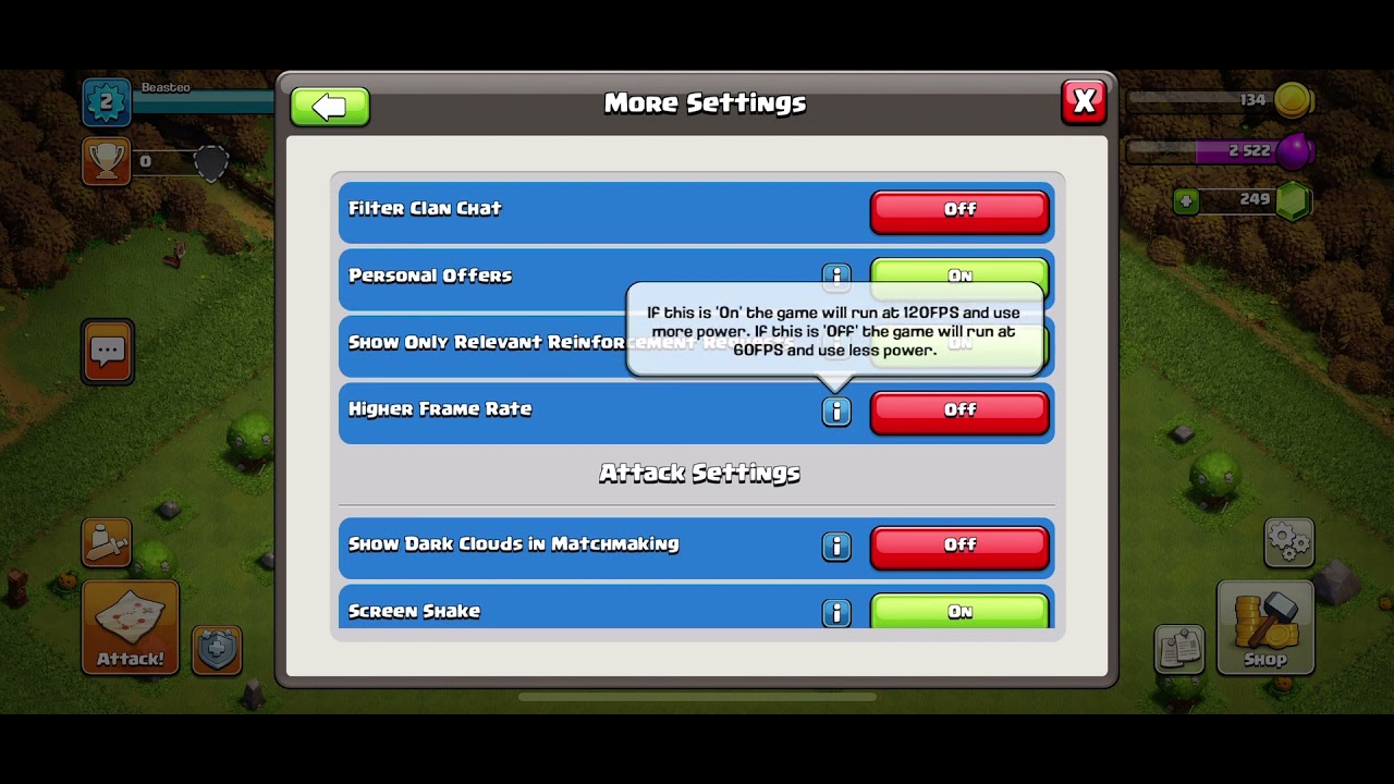 How to get 120 fps on clash of clans