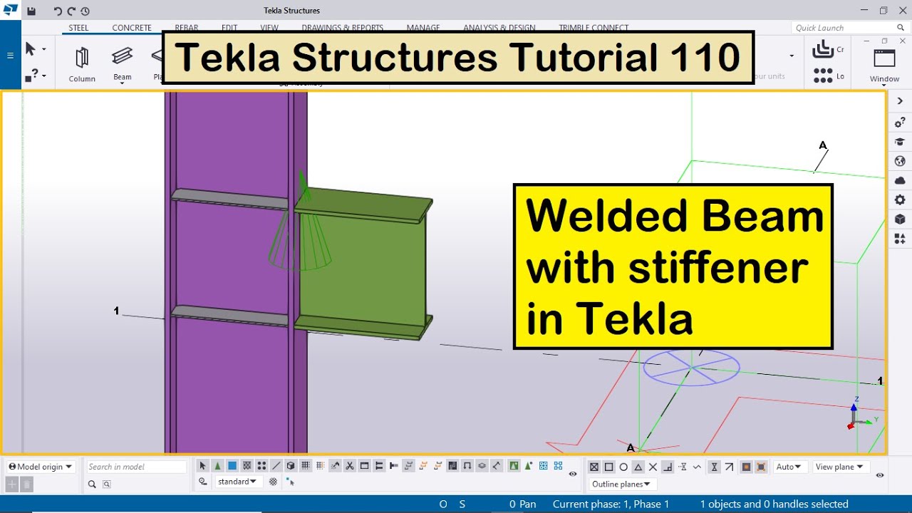 Tekla Structures Tutorial 110 | Welded Beam with stiffener in Tekla