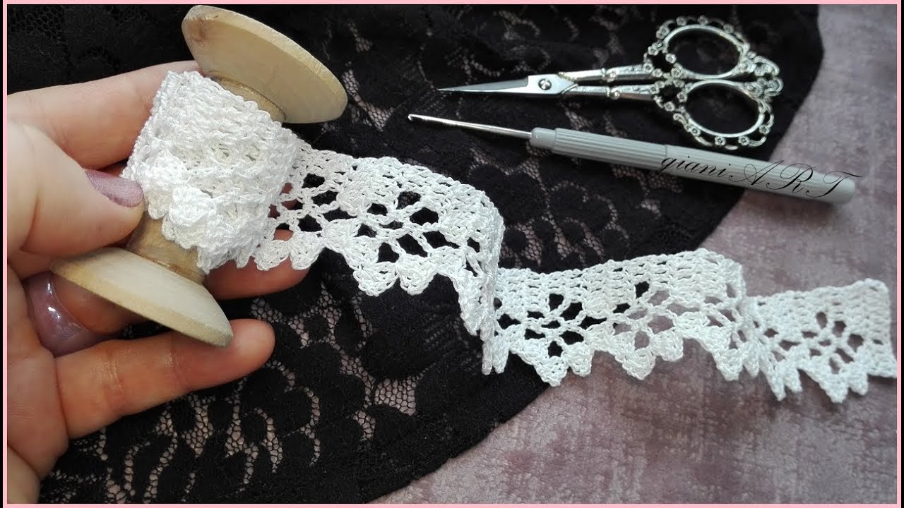 Lace Edging Crochet pattern design | Four Rows repeat