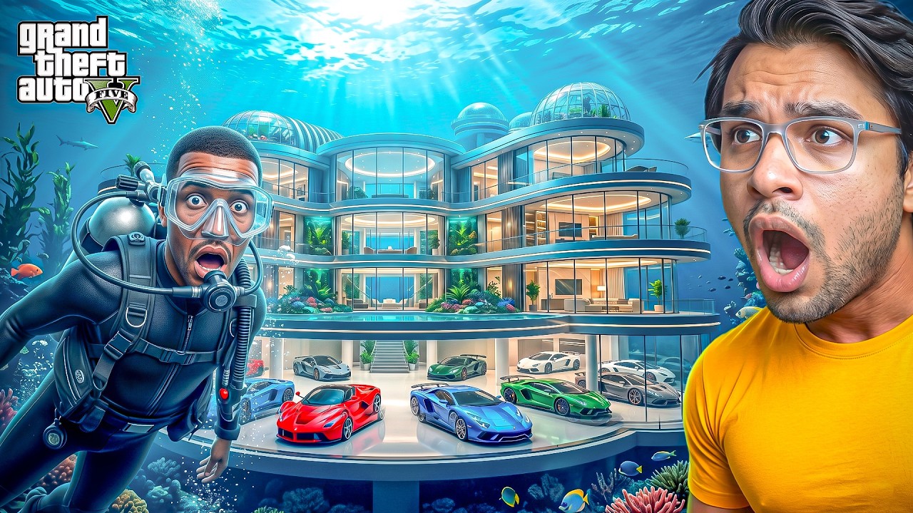 GTA V : Franklin Built a SECRET UNDERWATER Mansion in GTA 5! 😨🌊