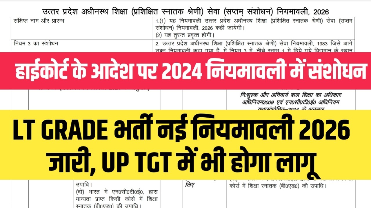 UP LT GRADE NEW NIYAMAWALI 2026 जारी। LT GRADE ELIGIBILITY में फिर बड़ा बदलाव