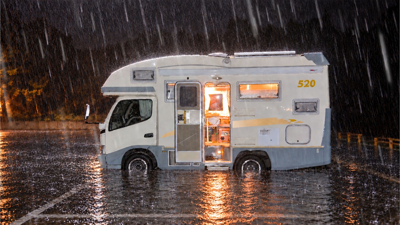 Жизнь в RV под ливнем: фильтрованная дождевая вода, внезапное наводнение и эвакуация