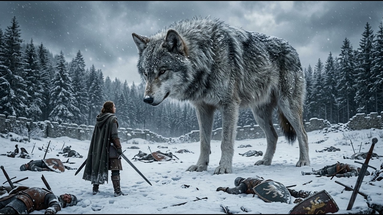 Kein Krieger konnte den nördlichen Schattenwolf zähmen — er verneigte sich, als sie vortrat.