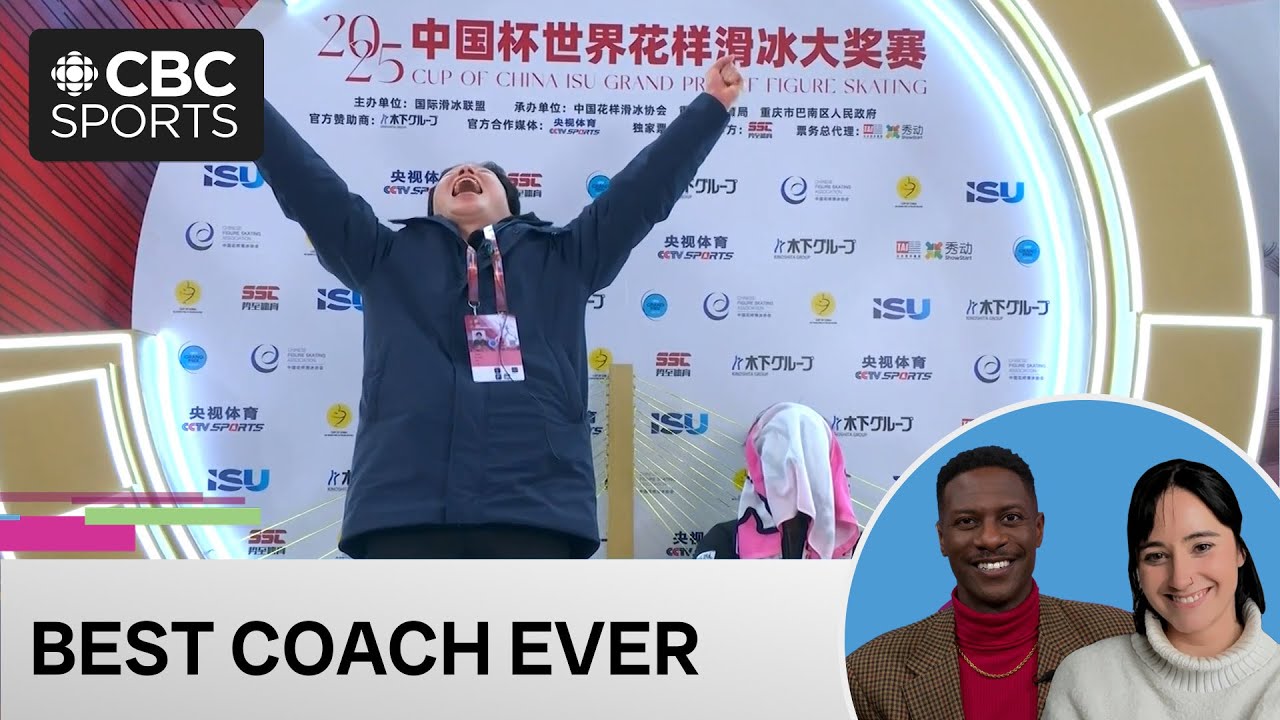 Japan's Shun Sato wins the men's event at Cup of China, but his coach wins for best reaction