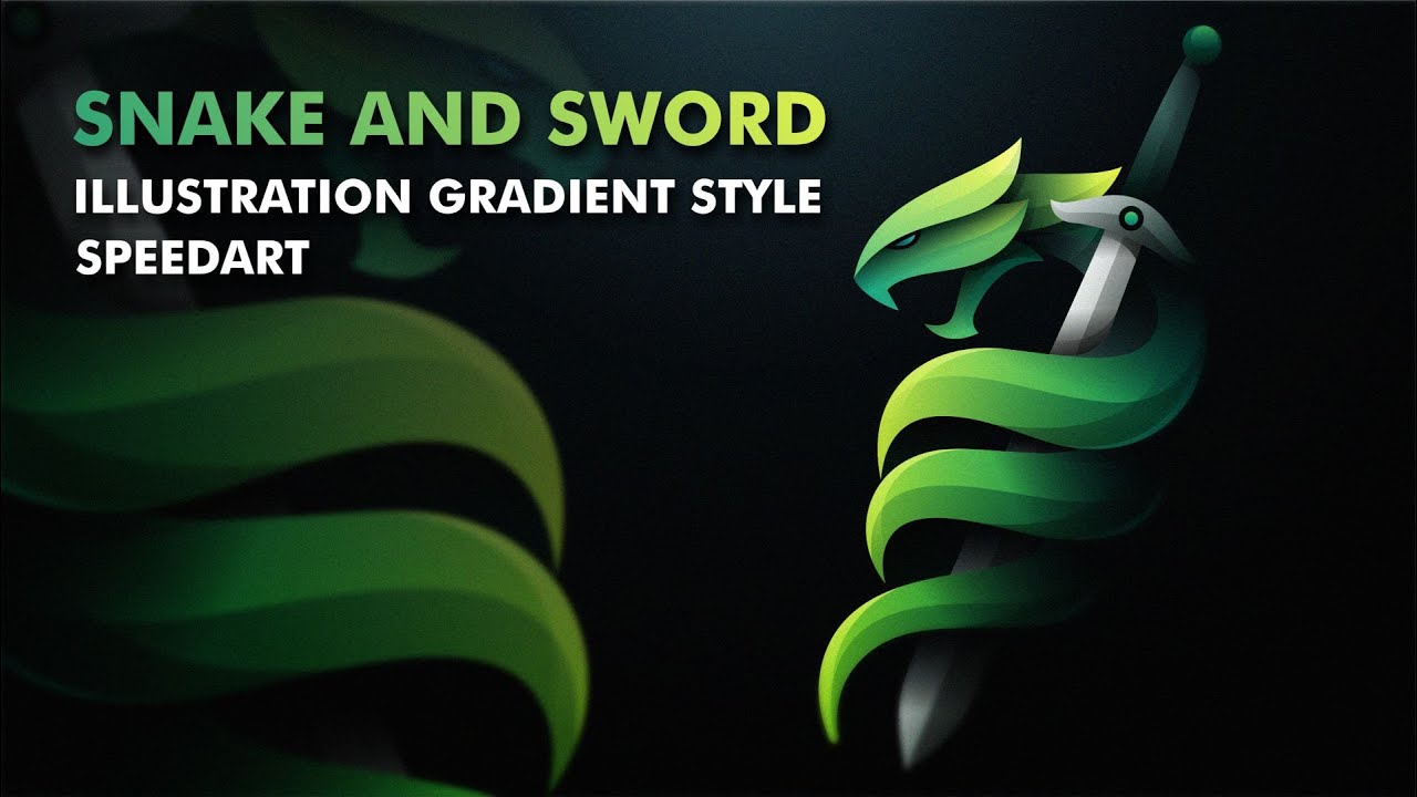 GRADIENT COLORFUL ILLUSTRATION SNAKE AND SWORD DESIGN PROCESS - FROM START TO FINISH - CORELDRAW