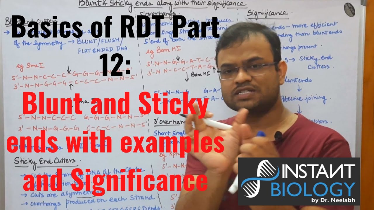 Basics of RDT Part 12: Blunt and Sticky ends with suitable examples along with their significance