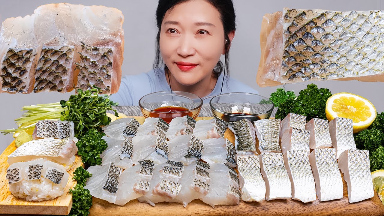 сашими из морского окуня АСМР МУКБАНГ ЗВУКИ ПОЕДАНИЯ  | ПОЕДАНИЕ ШОУ