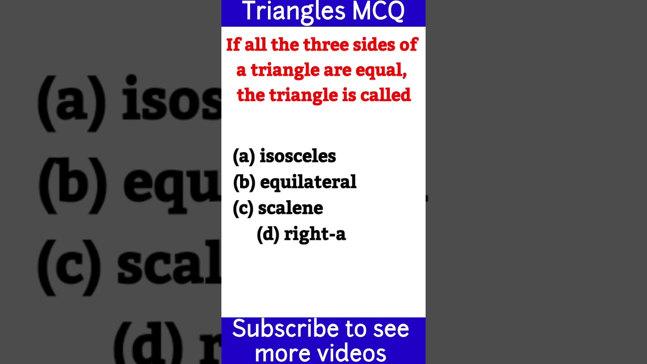 Class 9 Maths | Chapter 7 | Triangle Mcq|Ncert Maths #Shorts