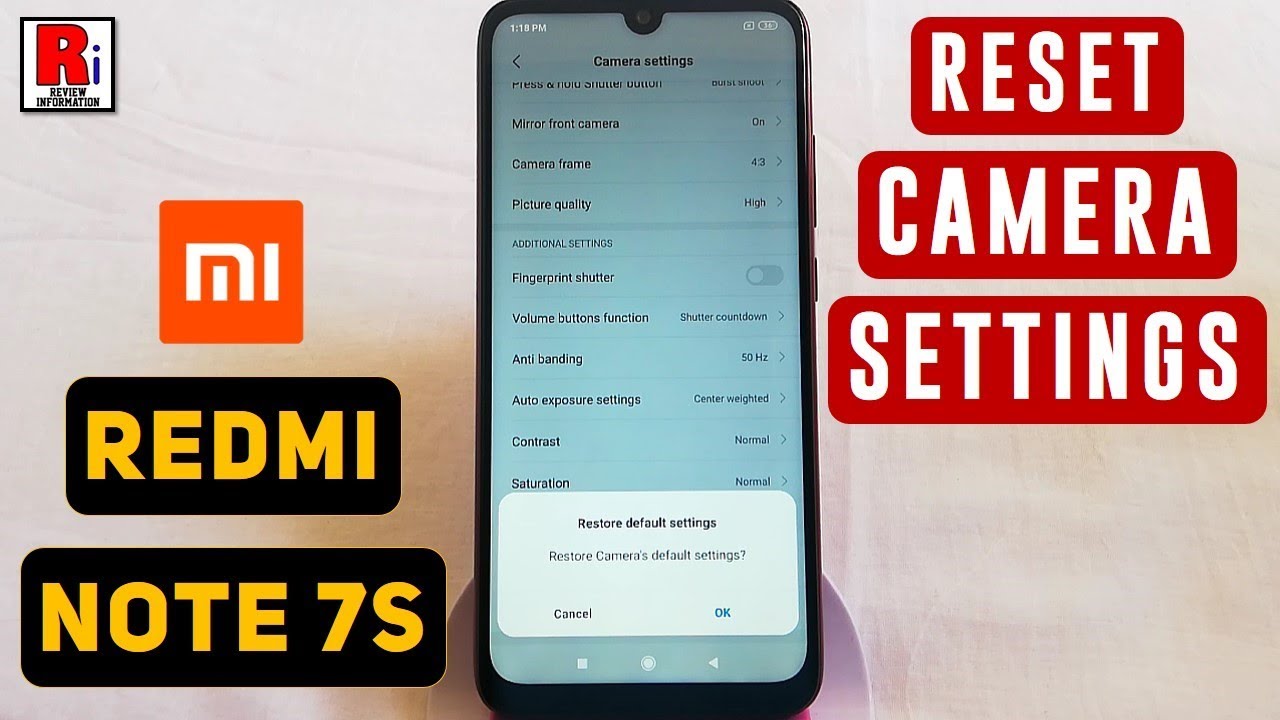 How To Reset Camera Settings In Xiaomi Redmi Note 7s