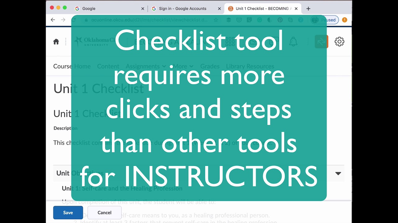 Using D2L Checklists (Video Workshop)