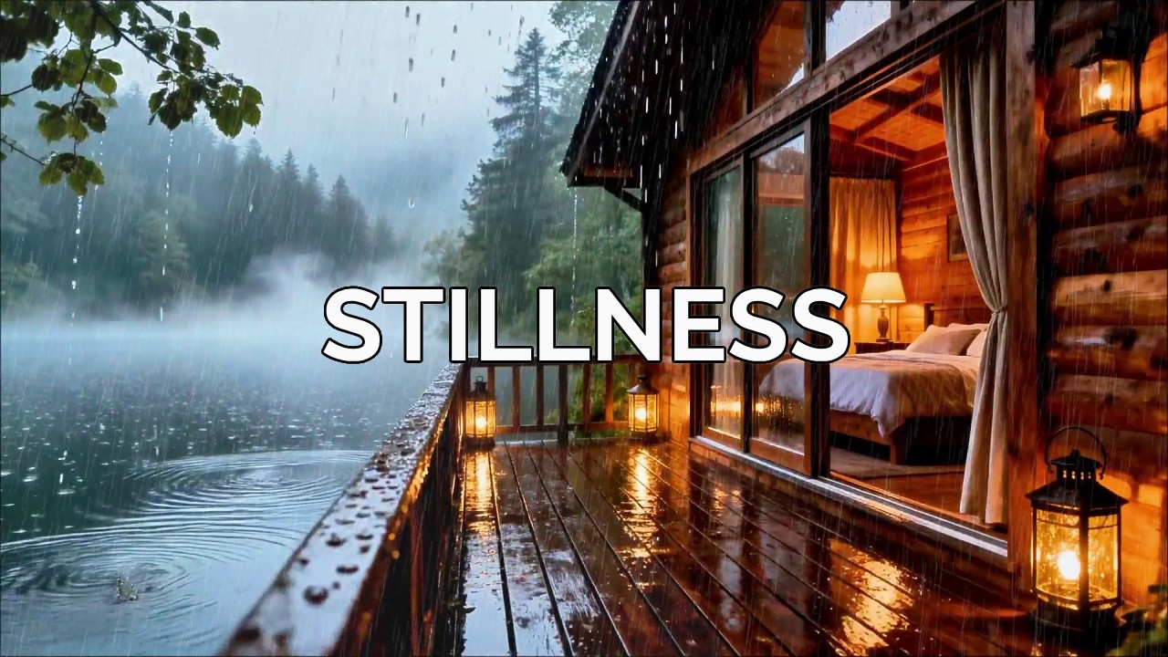 🔴 [Lake Stillness] Heavy Rain at Silent Lake Cabin to Calm Your Mind and Fall Asleep Fast