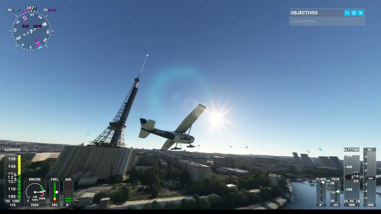 Flying around Paris in Microsoft Flight Sim. #paris #flightsimulator #eiffeltower #louvre #france