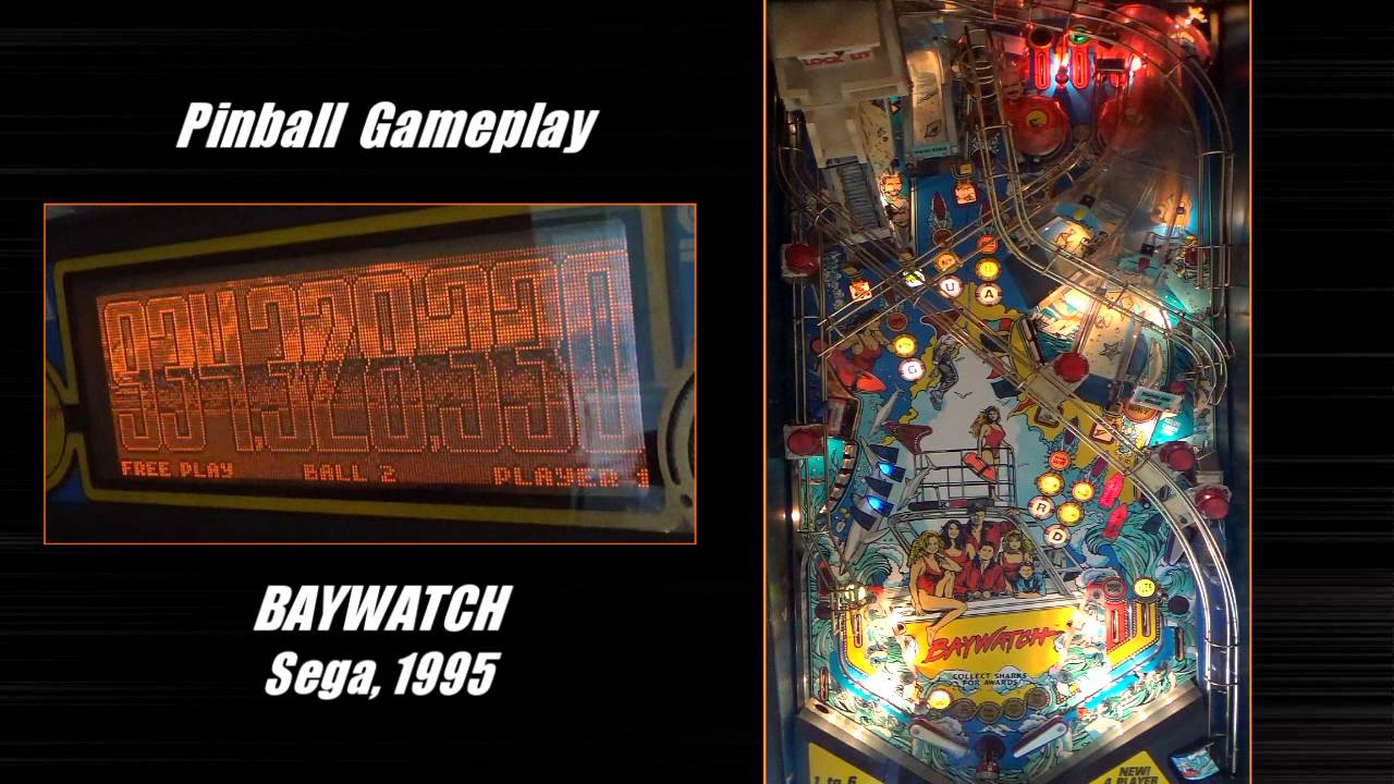 Baywatch pinball machine gameplay (Sega, 1995)